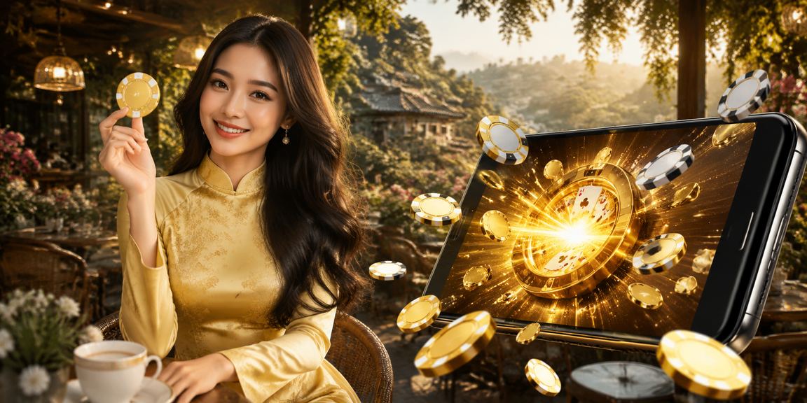 Người chơi trải nghiệm game bài trực tuyến tại Đà Lạt với trang phục áo dài truyền thống