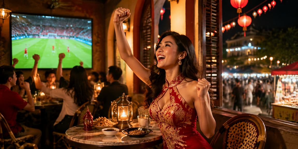Người chơi tại Phú Quốc xem tỷ lệ kèo bóng đá qua điện thoại bên ly cà phê